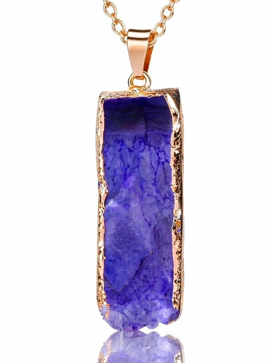 Handmade Jewelry - Natural Quartz Crystal Purple Gold Necklace